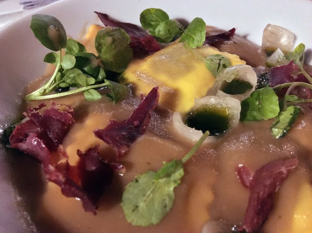 illustrative photo of the beef ravioli at Opera Tavern