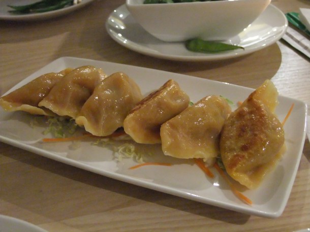 Beef and kimchi dumplings at Mushu