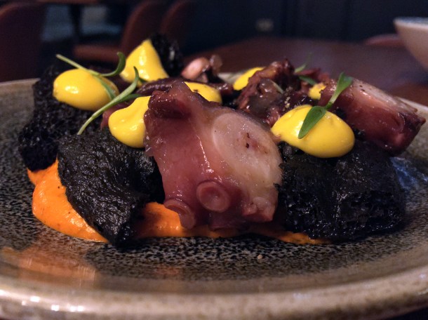 illustrative photo of the octopus and charred bread at Opera Tavern