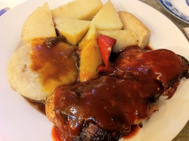 Jerk chicken with hard food at Jerk City
