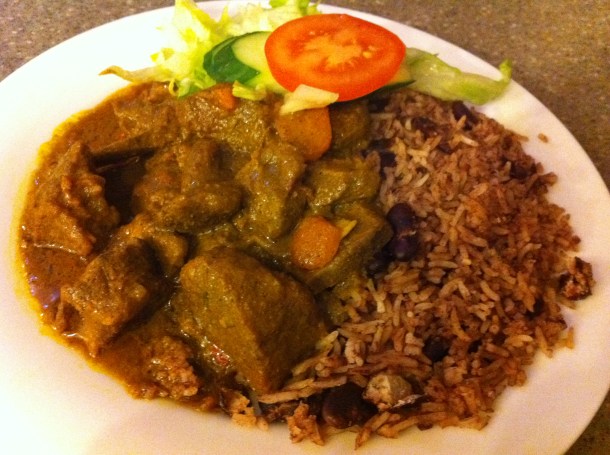 Mutton curry with peas and rice at Jerk City