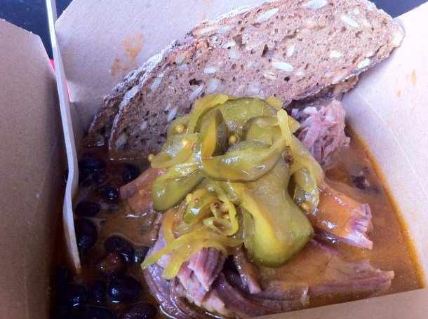 A box of beef brisket at PittCue