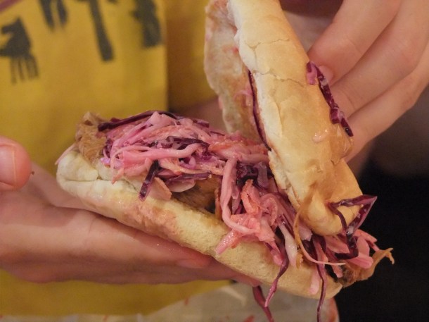 Pulled pork sandwich at the Red Dog Saloon London