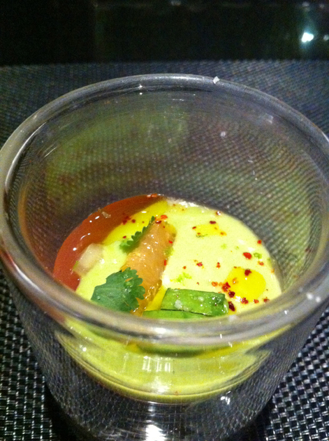 avocado grapefrui tand coriander gel at L'Atelier Joel Robuchon Las Vegas avocado grapefrui tand coriander gel at l'atelier joel robuchon las vegas