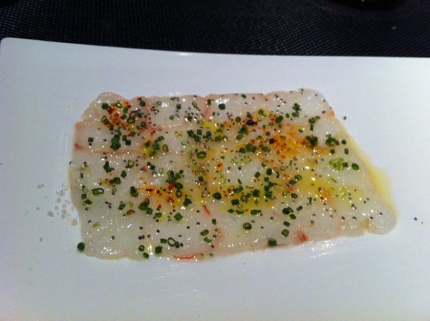 langoustine carpaccio at L'Atelier Joel Robuchon Las Vegas langoustine carpaccio at l'atelier joel robuchon las vegas