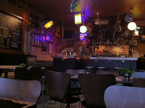 the decor at garlic and shots