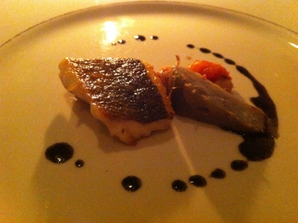sea bass and tiny squid at gauthier soho