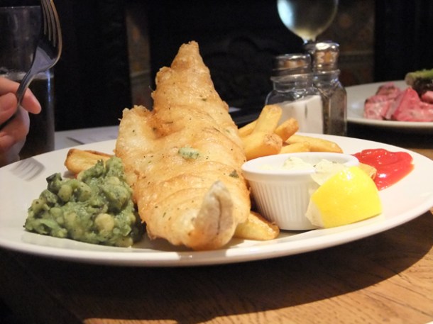 beer battered fish and chips at the crown and sceptre
