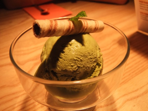 green tea ice cream at satsuma