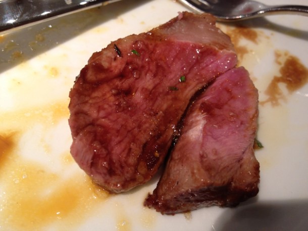 a slice of rump of lamb at Fino a slice of rump of lamb at fino