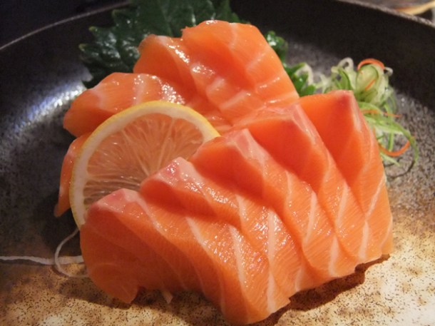 salmon sashimi at satsuma