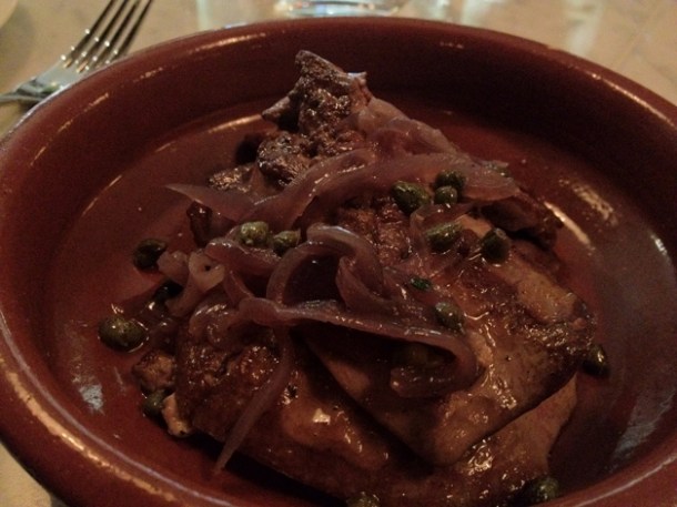 duck livers and red onions in fino at pizarro