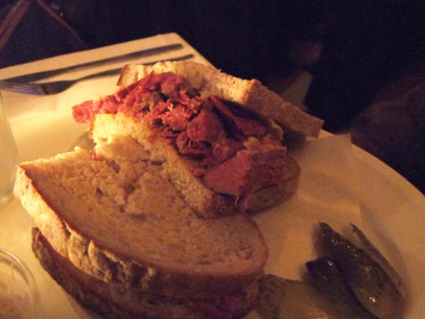 salt beef sandwich at mishkin's