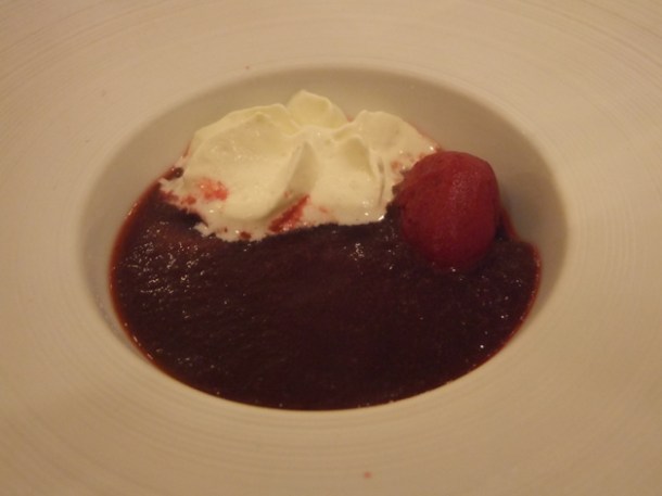 beetroot soup amuse bouche at morgan m
