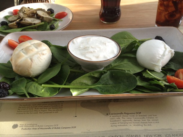 mozzarella at obika canary wharf