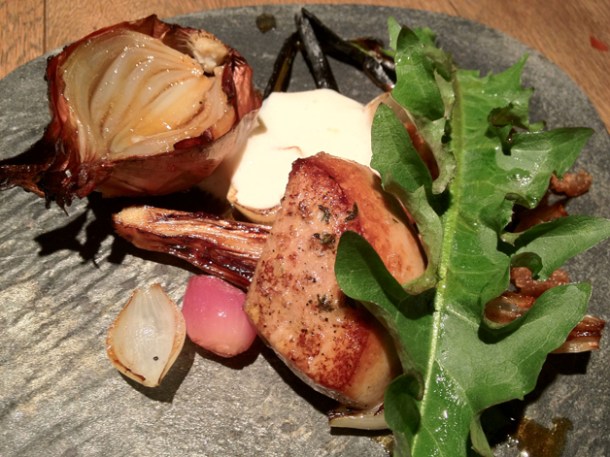 roast foie gras with smoked onions at tom aikens