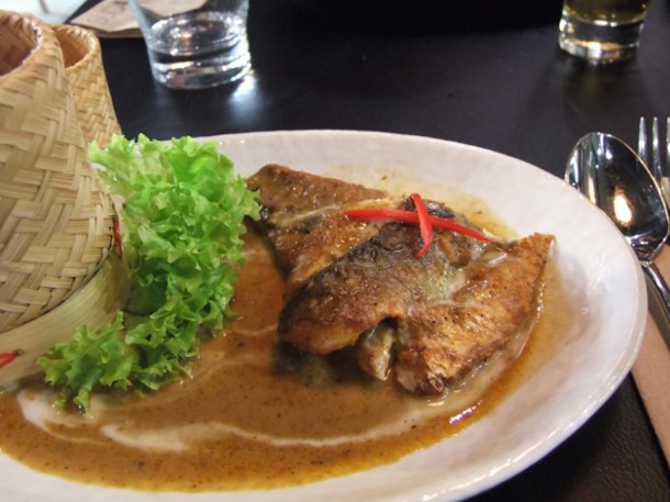 sea bass in red curry sauce at Suda sea bass in red curry sauce at suda