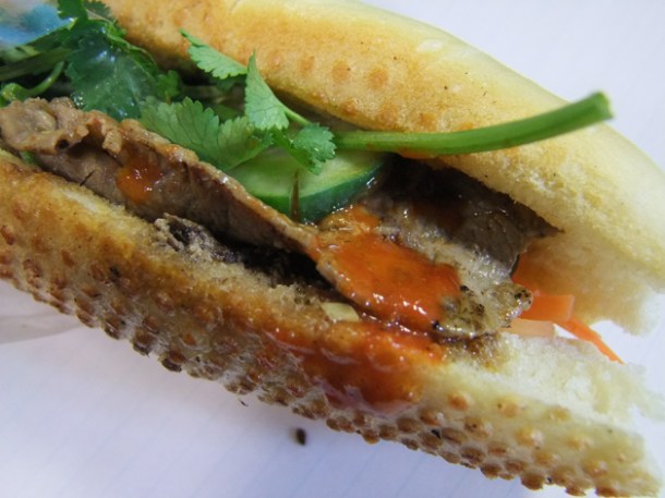 beef banh mi at Banh Mi 11 beef vietnamese sandwich at banh mi 11