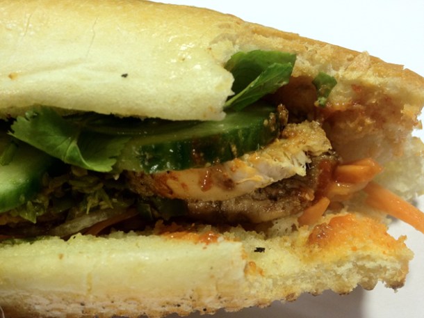 catfish banh mi at Banh Mi 11 catfish vietnamese sandwich at banh mi 11
