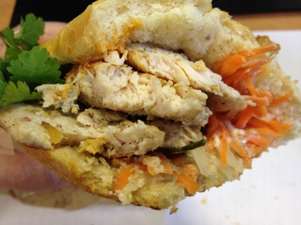 chicken banh mi at Banh Mi 11 chicken vietnamese sandwich at banh mi 11
