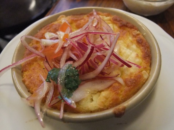 peruvian corn cake at ceviche london