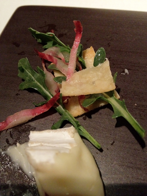 brie with endive leaves in pine nut wafers at Moments Barcelona brie with endive leaves in pine nut wafers at moments mandarin hotel barcelona
