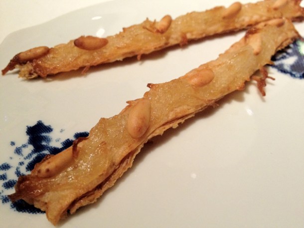 candied pumpkin and pine nut pastry petit fours at Moments Barcelona candied pumpkin and pine nut pastry petit fours at moments mandarin oriental hotel barcelona