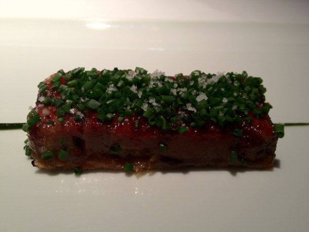 caramelised foie gras terrine at cinc sentits