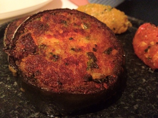 katli stuffed aubergine steak at moti mahal covent garden