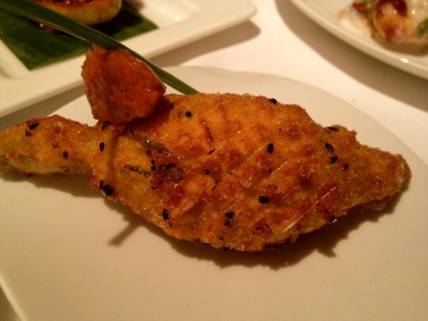 kumro phool bhaja fried courgette flower at moti mahal covent garden