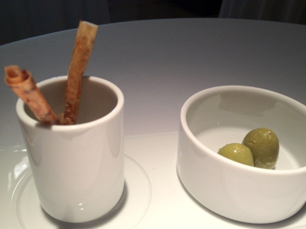 meat stuffed pastry and onion stuffed olives at cinc sentits