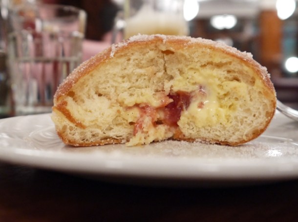 plum custard doughnut at Hawksmoor Guildhall plum custard doughnut at hawksmoor guildhall breakfast