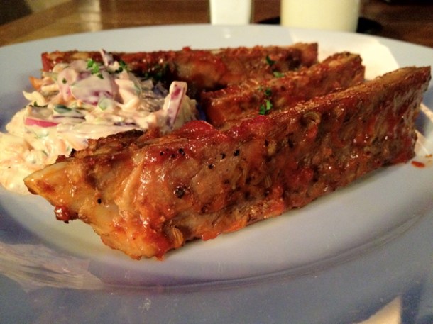 barbecue ribs with buttermilk coleslaw at the old dairy