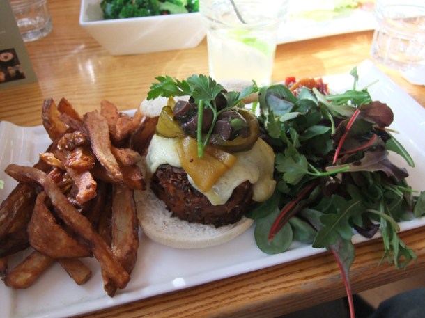 bean burger at Food For Friends bean burger at food for friends