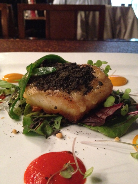 black cod poached in olive oil at t8