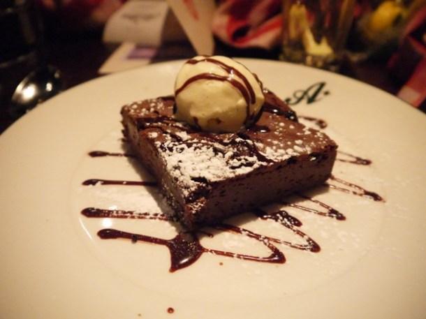 chocolate brownie with ice cream at all star lanes bayswater