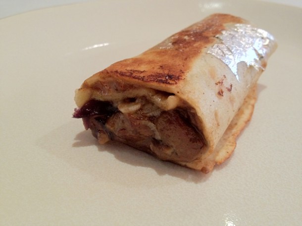 foie gras duck burrito at Gelonch foie gras duck burrito at gelonch