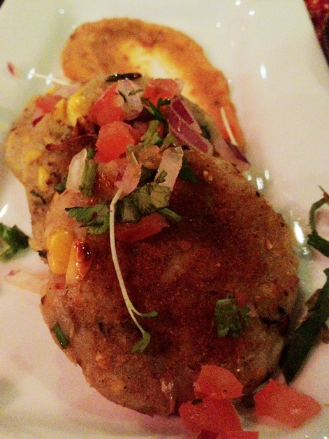 potato and corn cakes at carom