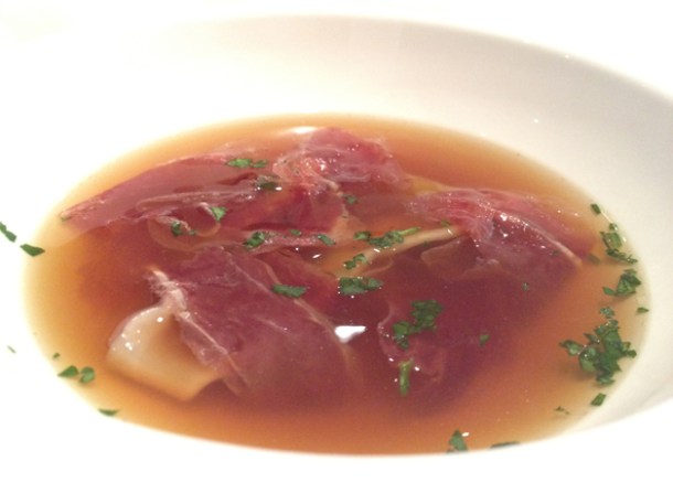 shiitake mushroom and jamon soup at Gelonch shiitake mushroom and jamon soup at gelonch