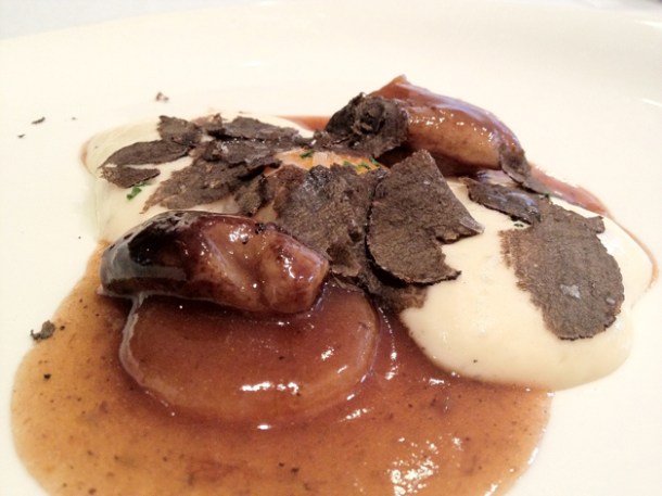 veal marrow with egg yolks, turnips and black truffles at Gelonch veal marrow with egg yolks, turnips and black truffles at gelonch