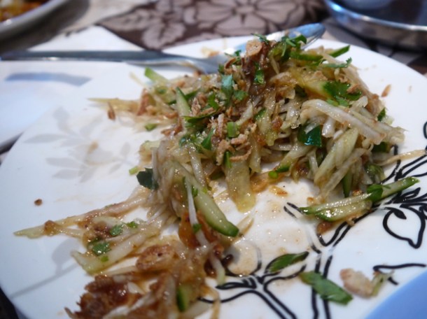 papaya and cucumber salad at mandalay