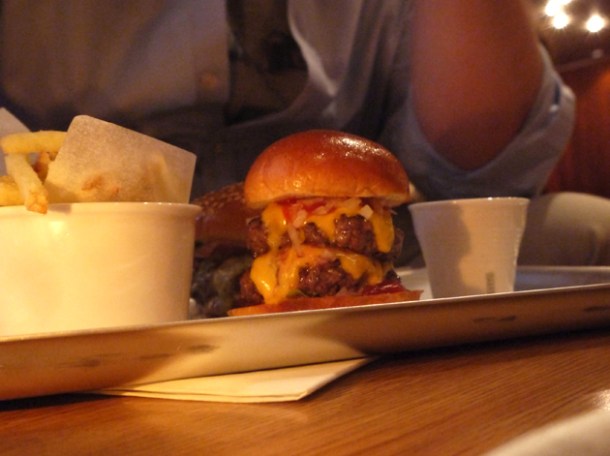 double cheeseburger mini burger at Lucky Chip Slider Bar double cheeseburger mini burger at lucky chip slider bar