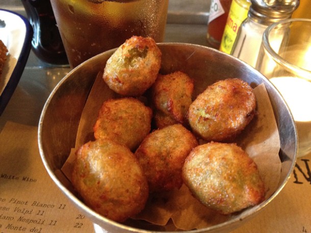 fried and stuffed olives at Spuntino fried and stuffed olives at spuntino