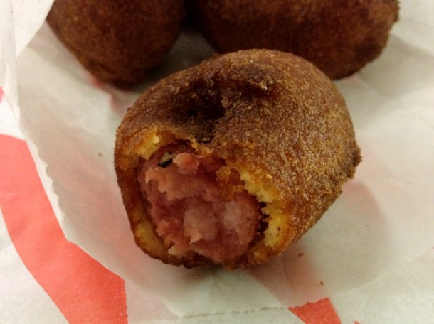 Meatmarket corn puppies corn puppies battered french sausage at meat market