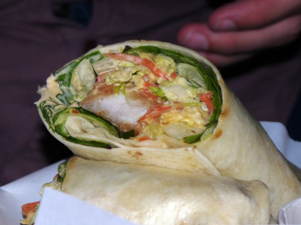 fish and coleslaw burrito at Death by Burrito fish and coleslaw burrito at death by burrito at catch