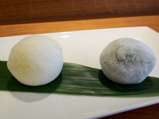 yuzu and green tea ice cream mochi at toku
