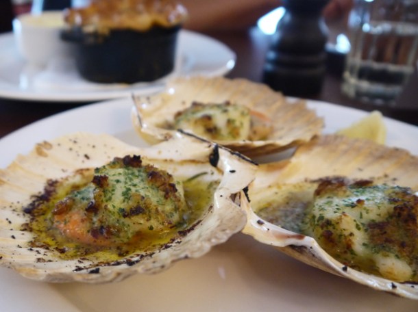 roasted scallops at hawksmoor air street