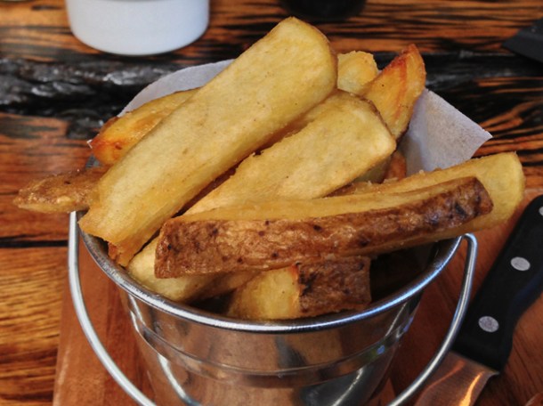 salt horseradish chips at burger breakout new oxford street
