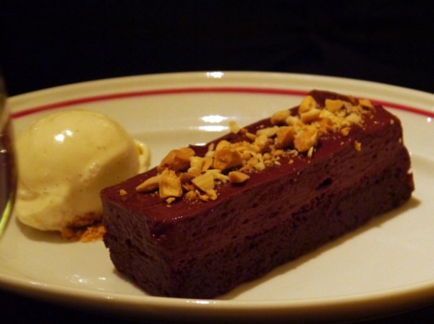 chocolate cake and ice cream at mash