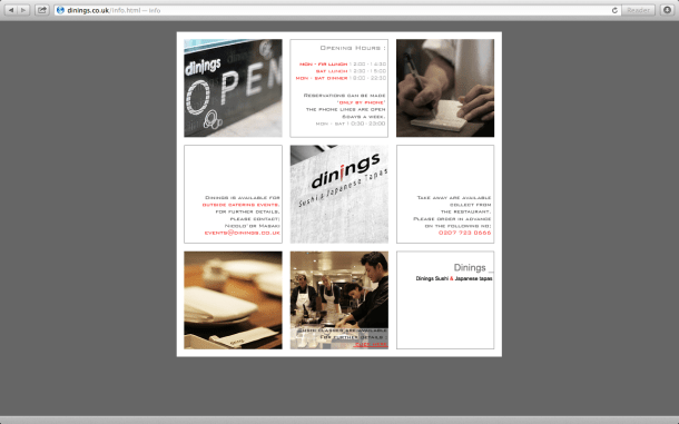 Dinings website screenshot dinings restaurant website picture